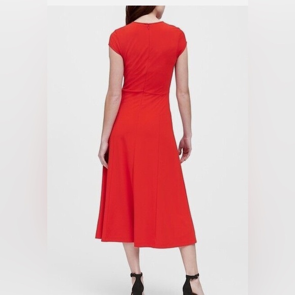 Banana Republic Red Soft Ponte Midi Dress with Slit right side leg split - Picture 2 of 15
